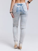WD382 women's slim-fit jeans with an extravagant seam design in a straight fit