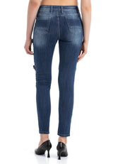 WD383 Women's skinny jeans in a cool biker look.