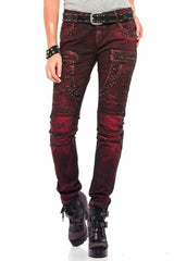 WD388 Women's comfortable jeans with unusual rivet detailing in slim fit