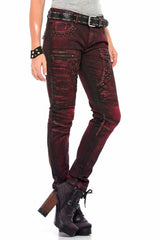 WD388 Women's comfortable jeans with unusual rivet detailing in slim fit