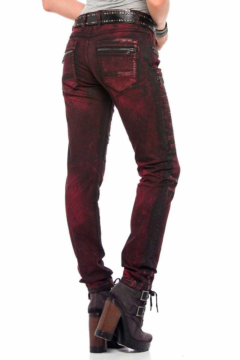 WD388 Women's comfortable jeans with unusual rivet detailing in slim fit