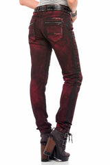 WD388 Women's comfortable jeans with unusual rivet detailing in slim fit