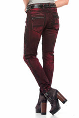 WD388 Women's comfortable jeans with unusual rivet detailing in slim fit