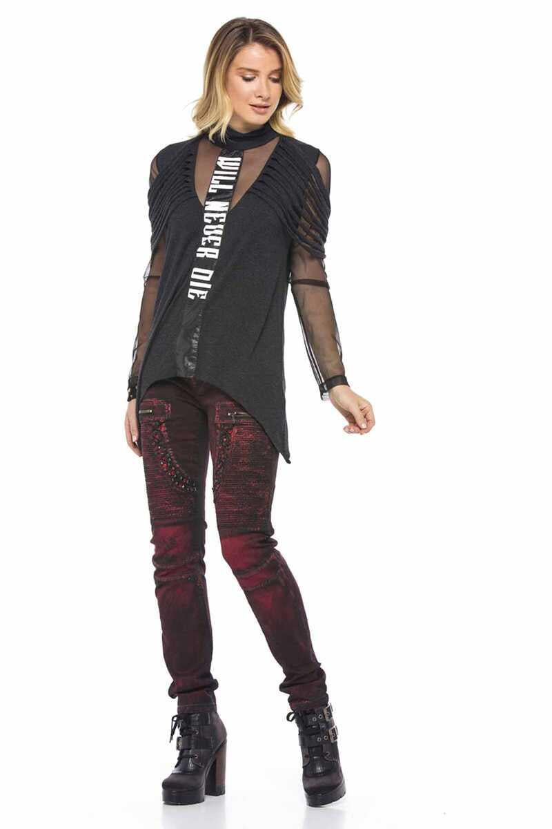 WD388 Women's comfortable jeans with unusual rivet detailing in slim fit