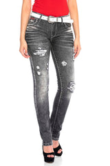 WD432 Women's skinny jeans with trendy distressed details