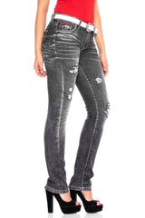 WD432 Women's skinny jeans with trendy distressed details