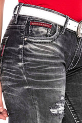 WD432 Women's skinny jeans with trendy distressed details