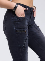 WD437 Women's slim-fit jeans with trendy decorative seams