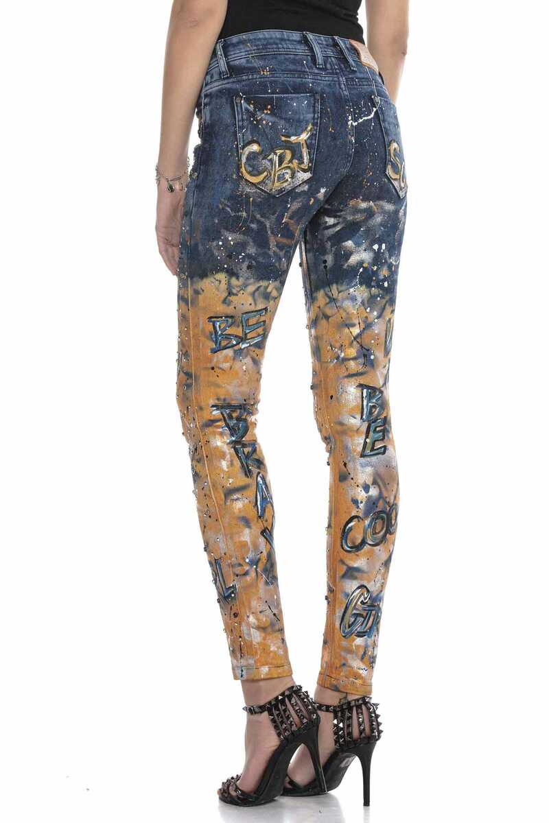 WD440 Women's Slim-Fit Jeans in a fashionable hand-painted design