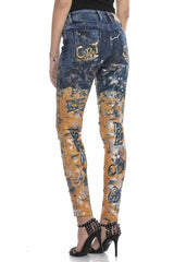 WD440 Women's Slim-Fit Jeans in a fashionable hand-painted design