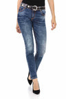 WD441 Women's slim-fit jeans with trendy contrast stitching