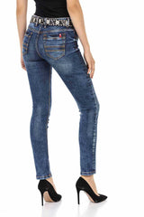 WD441 Women's slim-fit jeans with trendy contrast stitching