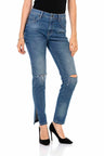 WD448 Women's comfortable jeans with cool destroyed elements