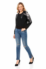 WD448 Women's comfortable jeans with cool destroyed elements