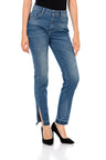 WD449 Women's comfortable jeans with trendy side slit