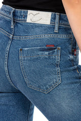 WD449 Women's comfortable jeans with trendy side slit