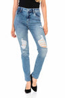 WD452 Women's slim-fit jeans with cool distressed details