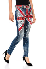 WD455 Women's slim-fit jeans in a vibrant design