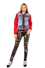 WD463 Women's slim-fit jeans in a trendy hand-painted design