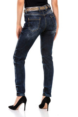 WD465 Women's Slim-Fit Jeans with Rivet Details
