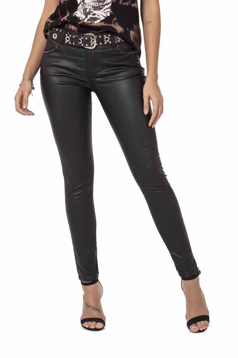 WD467 Women's Slim-Fit Jeans with Glossy Coating