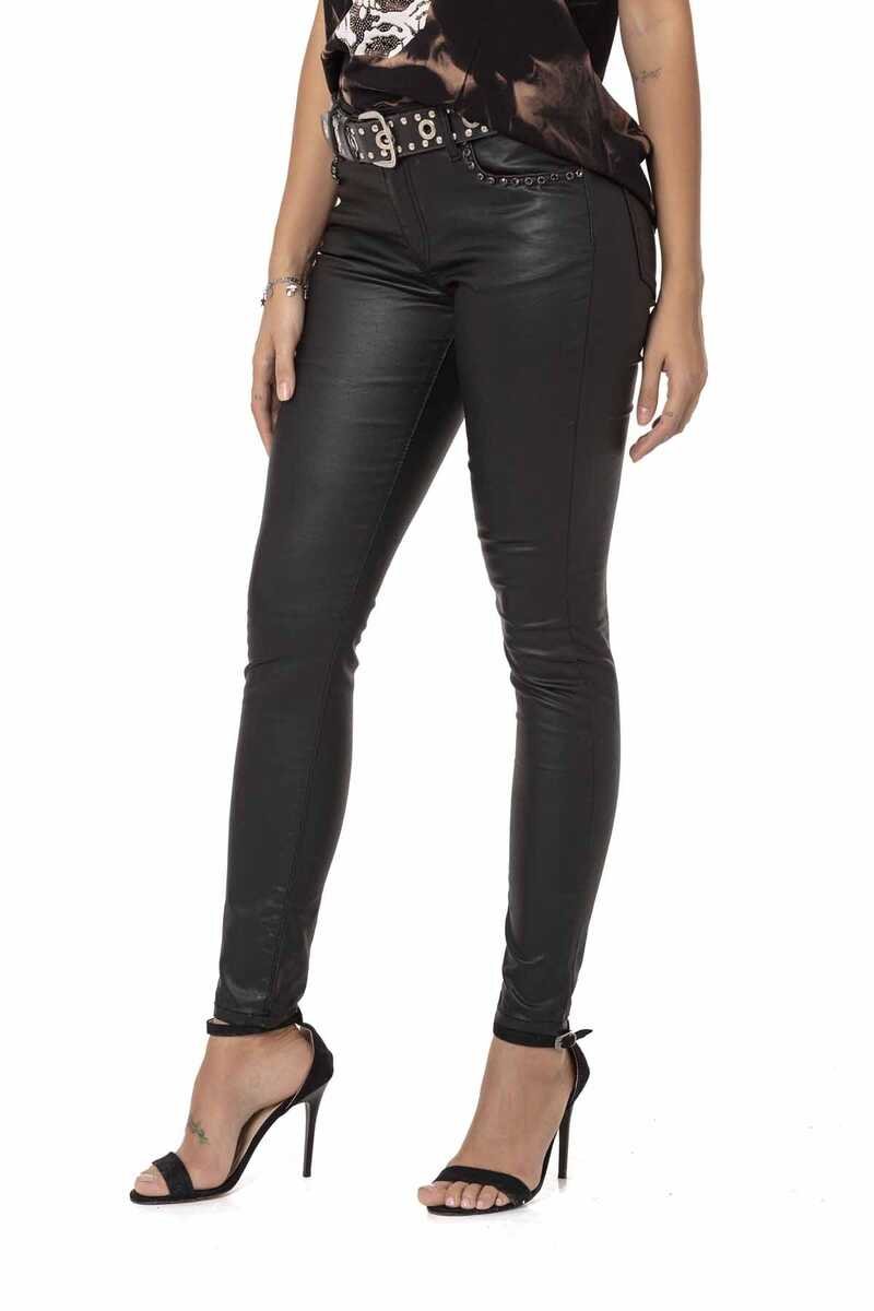 WD467 Women's Slim-Fit Jeans with Glossy Coating