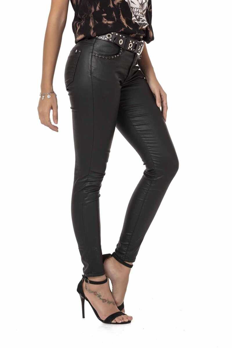 WD467 Women's Slim-Fit Jeans with Glossy Coating