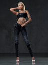 WD477 Women's straight jeans with trendy decorative seams