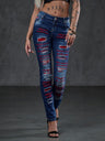 WD478 Women's slim-fit jeans with colored cut-outs