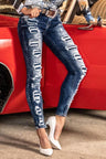 WD479 Women's slim-fit jeans with cool distressed details