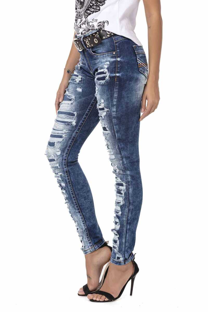 WD479 Women's slim-fit jeans with cool distressed details