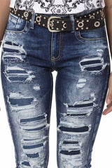 WD479 Women's slim-fit jeans with cool distressed details