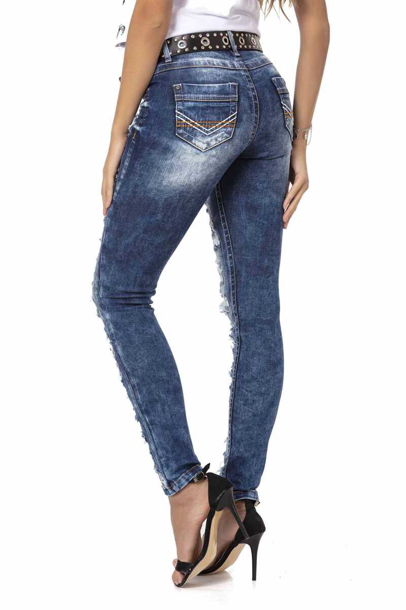 WD479 Women's slim-fit jeans with cool distressed details