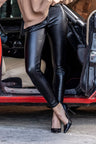 WD495 Women's skinny jeans in leather look