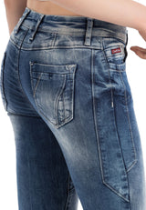 WD502 Women's slim-fit jeans with decorative stitching in straight fit