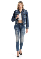 WD502 Women's slim-fit jeans with decorative stitching in straight fit
