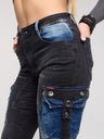 WD521 Women's Jeans Cargo Pockets with Patches for Skinny Jeans