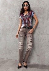 WD529 unusual women's jeans with rips