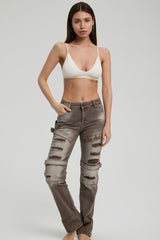WD529 unusual women's jeans with rips