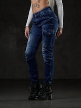 WD531 Slim Fit Women's Jeans with Cargo Pockets