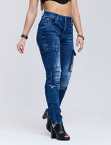 WD531 Slim Fit Women's Jeans with Cargo Pockets