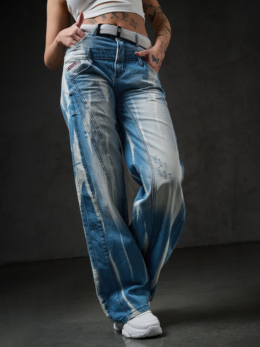 WD540 Women's Baggy Jeans – Stylish, Wide & with an Exceptional Wash