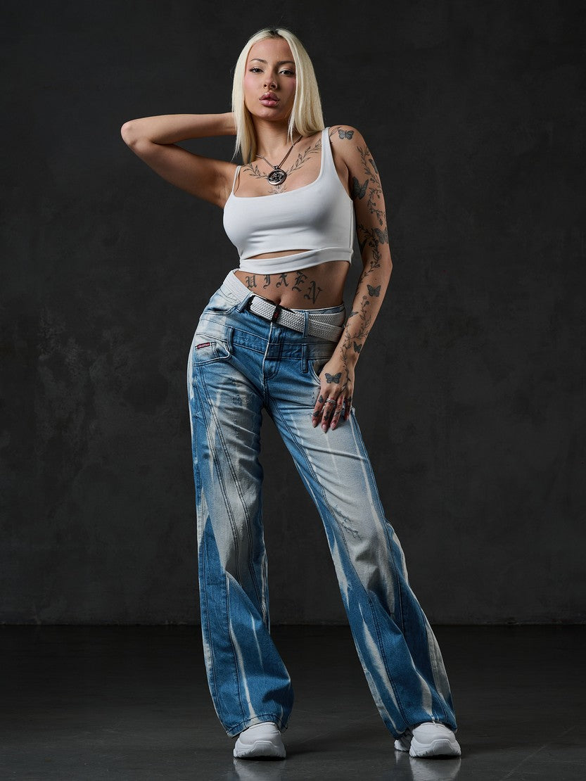 WD540 Women's Baggy Jeans – Stylish, Wide & with an Exceptional Wash