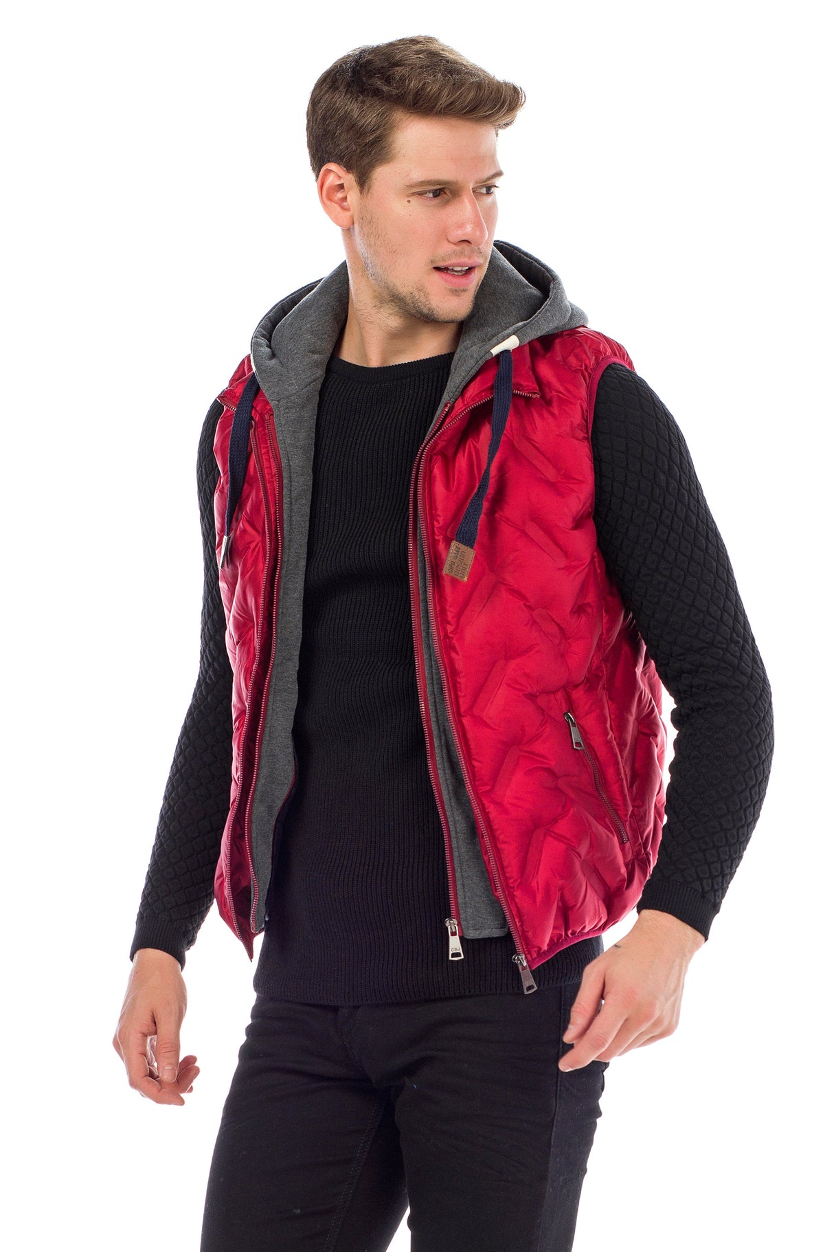 CM151 Men's Winter Vest – Bright Blue with Detachable Hood