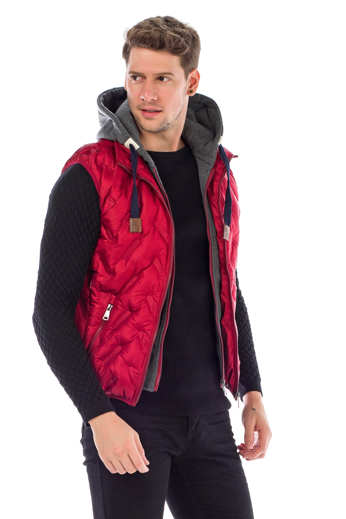 CM151 Men's Winter Vest – Bright Blue with Detachable Hood