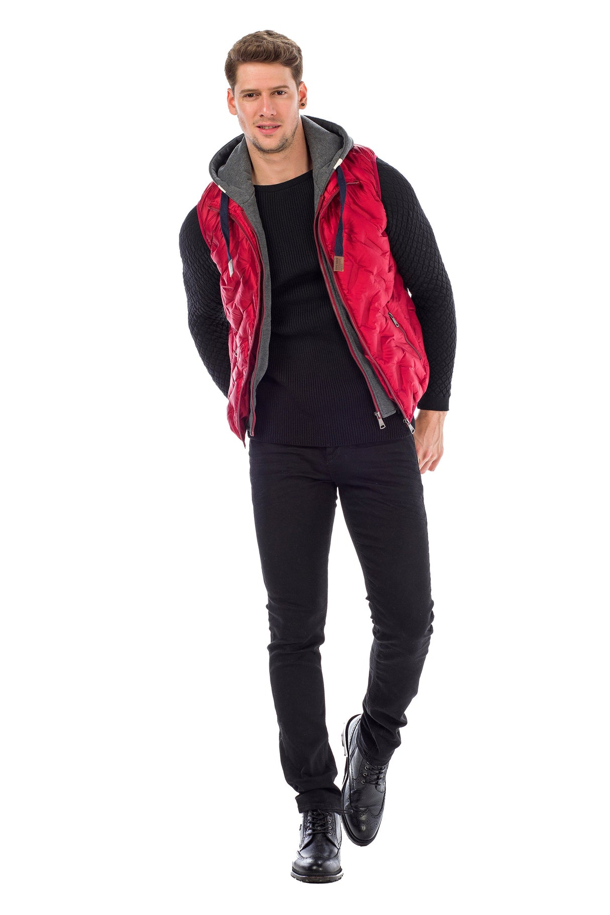 CM151 Men's Winter Vest – Bright Blue with Detachable Hood