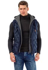 CM151 Men's Winter Vest – Bright Blue with Detachable Hood