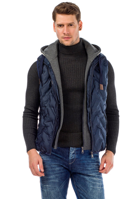 CM151 Men's Winter Vest – Bright Blue with Detachable Hood