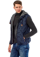CM151 Men's Winter Vest – Bright Blue with Detachable Hood