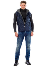 CM151 Men's Winter Vest – Bright Blue with Detachable Hood
